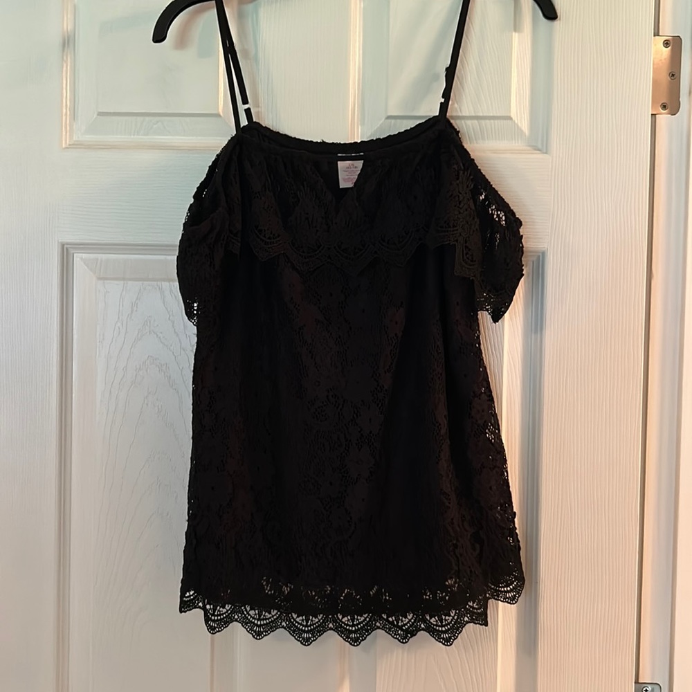Black Lacey off the shoulder tank top